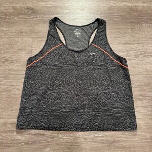 Nike Tank Top Womens Medium Dri Fit Leopard‎ Print Crop Racerback Vent Running